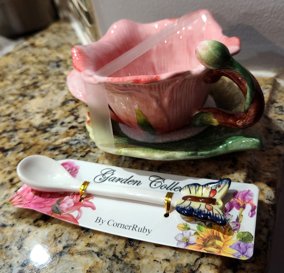 Corner Ruby Garden Collection Rose 3 Piece Tea Set Etsy