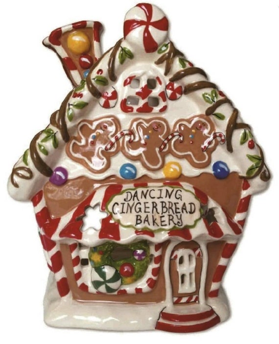 Blue Sky Clayworks Dancing Gingerbread Bakery Candle House By Heather Goldminc. Home & Living