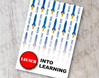 Printable Cookie Card - 3.5"x5" - Launch Into Learning - Back to School cookie packaging