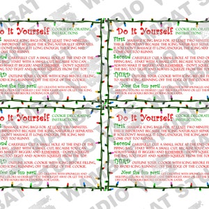 Printable DIY Cookie Kit Card 3.5x5 Christmas Lights Theme Decorate Your Own Cookie Kit Instructions for Kits with Piped Icing image 3