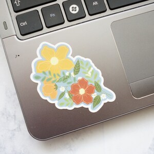 Flower Vinyl Sticker, Floral Bouquet Sticker, Orange Flower Sticker, Flower Water Bottle Sticker, Flower Laptop Sticker, Plant Sticker,