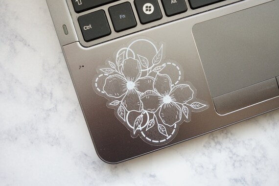 Clear Vinyl Floral Sticker, Clear Flower Sticker, Clear Vinyl Sticker, Line Work Flower Sticker, Simple Flower Sticker, Clear Stickers