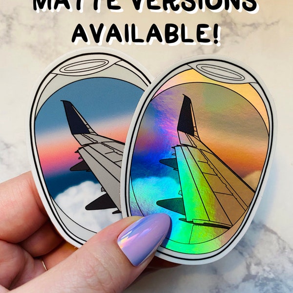 Holographic Travel Inspired Sticker, Waterproof Waterbottle Sticker, Flight Attendant Life, Travel Enthusiast Sticker, Plane Window Sticker