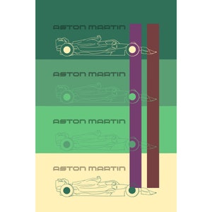 Aston Martin F1 car graphic lines retro inspired poster