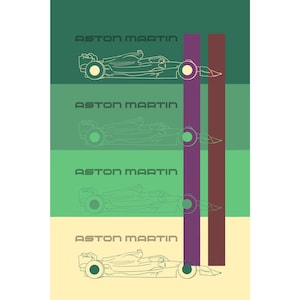 Aston Martin F1 Car Graphic lines Retro Poster Digital Download