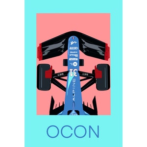 OCON Alpine f1 retro car poster