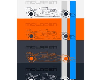 McLaren F1 Car Graphic lines Retro Poster Digital Download