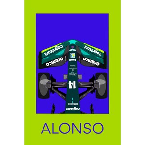 ALONSO Aston Martin f1 retro car poster