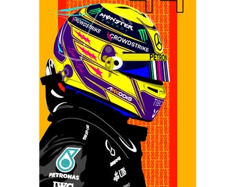 Lewis Hamilton Helmet poster RED