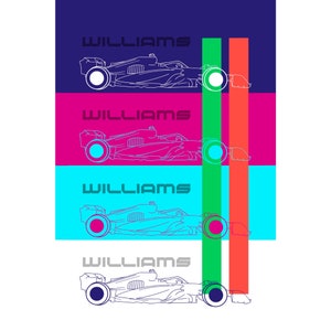 Williams F1 Car Graphic lines Retro Poster Digital Download