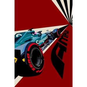 AMR21 F1 car retro poster black stripes