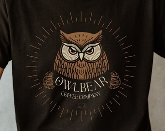 Dungeons and Dragons Shirt | D20 Adventure Shirt | Owlbear Coffee DnD Shirt | Gift for Dungeon Master | Cute Funny D&D Shirt | Gift for Geek