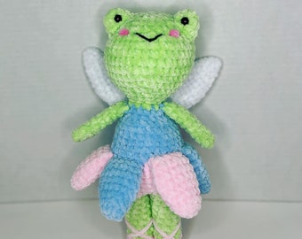 Handmade Frog Fairy Crochet Plushie