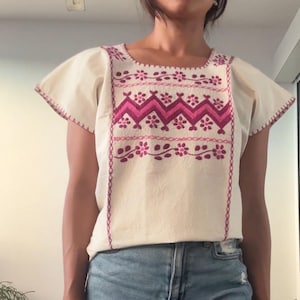 Blusa bordada mexicana, camisa bordada oaxaca, huipil tacuate, huipil oaxaca, huipil bordado a mano,