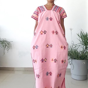Ready to shiphuipil de Oaxaca, kaftan boho mexicano, kaftan boho mexicano, huipil amuzgo, huipil oaxaqueño, huipil de Oaxaca, bordado a mano