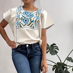 Blusas de mezclilla bordadas a mano top