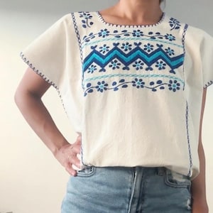 Blusa bordada mexicana, camisa bordada oaxaca, huipil tacuate, huipil oaxaca, huipil bordado a mano,