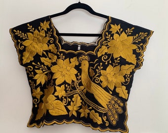 Crop Top Mexicano, Huipil Maya, Bordado Maya, Crop Top Colorido, Crop Top de Verano