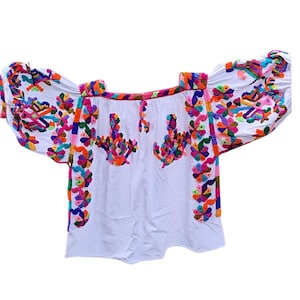 プレオーダー Blusa mexicana nahuatl bordada、camisa bordera oaxaca、nahuat huipil、guerrero、mezcla bordada a mano camisa mexicana bordada
