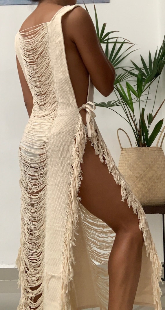 Frayed Tulum Maxi Dress, Tulum Frayed Beach Wear, Boho Tunic Kimono Beach  Wear, Beach Boho Outfit,goddesses Dress,kaftan Boho Beach - Etsy
