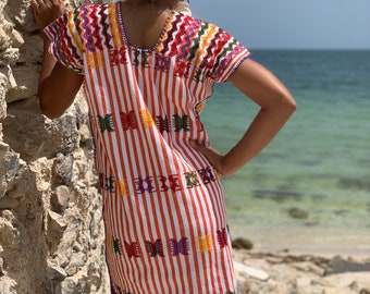 PRE-ORDEN Huipil mexicano, huipil de Oaxaca, kaftan boho mexicano, huipil boho mexicano, huipil oaxaqueño, huipil de Oaxaca, bordado a mano