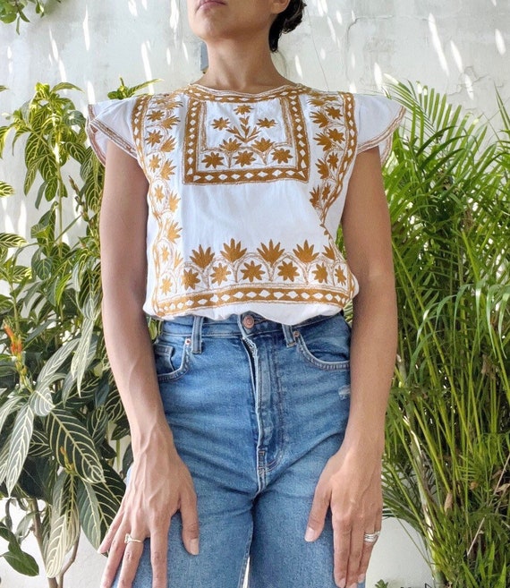 Blusa Bordada Tlahui Mexicana, Camisa Bordada Oaxaca, Huipil Mixe