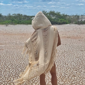 Unisex hoodie festival wrap, poncho unisex wrap, unisex beach kimono, tulum outfit, frayed beach dress, boho cover up, tulum music fest