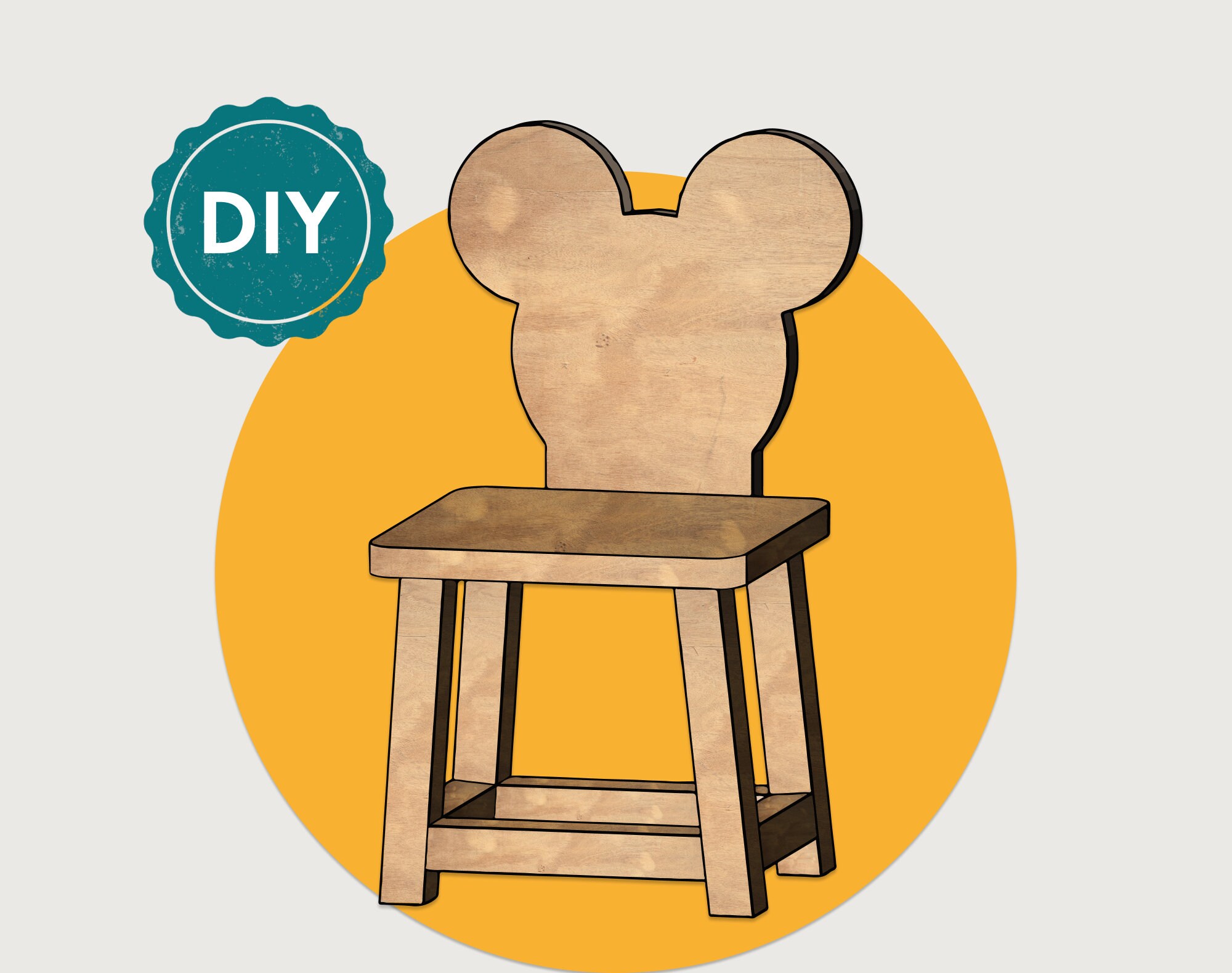 Chair Mickey Mouse Woodworking plans PDF Wooden kids chairs DIY plans Digital plans Download diy Timeout chair Montessori furniture