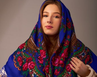 Mantón ucraniano Tradicional ucraniano, regalos para mujeres Hija chal boho bufanda flor ropa ucraniana Regalo Acción de Gracias ショール