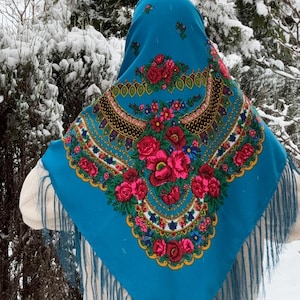 Ukrainian shawl, traditional shawl boho shawl flower, large folk shawl large ukrainian  ethnic gift bohemian  slavic Mother’s Day gift