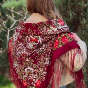 Ukrainian Scarf, Traditional Women Boho Scarf Flower Folk Scarf folk slawisch Ethnic  gift folklore schals babushka scarf Gift for Easter