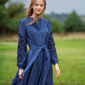 Embroidered Dress Ukrainian Dress, Vyshyvanka dress Gift for Her Slavic Ukraine Dress woman folk costume ethnic boho dress Easter