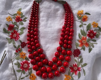 Handmade Traditional Multilayer coral Ukrainian Namysto, Ukrainian Necklace, Folk Boho Style Necklace Namysto, Ukrainian The Mother’s Day