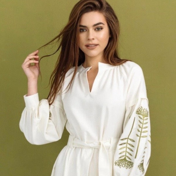 Embroidered Dress Etsy