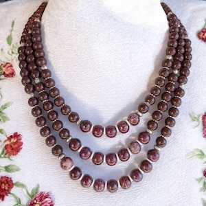 Layered ceramic bead, Terracotta multi strand necklace, Ethnic Ukraine namysto, Statement red necklace, Svarga, Vyshyvanka Slavic gift