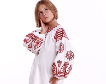 Embroidered dress for girl Ukrainian Linen dress. Ukrainian dress, Traditional Ukrainian dress for children, Gift For Girl  Ukraine