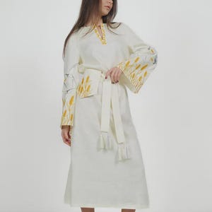 Embroidered Linen Dress Ukrainian Dress, Vyshyvanka dress Gift for Her, Gift for Birthday Gift for Wife, Wedding Dress Christmas gift