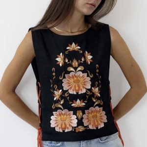 Embroidered Vest Ukrainian Vests Ukrainian folk vest folklore Black Vyshyvanka Ukrainian sellers floral vests slavic gift Slavic folk design