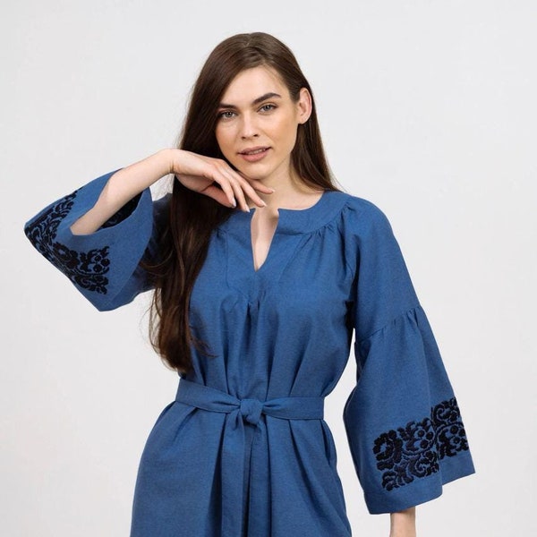 Ukrainian vyshyvanka Embroidered dress. Gift for Her. Gift for Girl. Gift for Wife. Boho Dress, Wedding Dress, Dress Soft