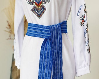 Blue Krayka made in ukraine Ukrainian belt Multicolour woven sash souvenir Kushak woven sash Hutsul belt made in ukraine Kozak Strap