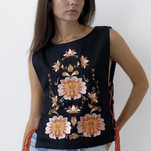 Embroidered Vest Ukrainian Vests Ukrainian folk waistcoat Black Vyshyvanka Ukrainian sellers floral vests slavic gift Slavic folk design