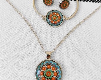 Floral Glass Jewelry Set: Handmade Boho Flower Ornament Christmas