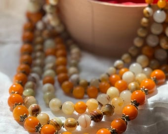 Handmade Orange Beaded Necklace – Ukrainian Folk Gemstone Jewelry