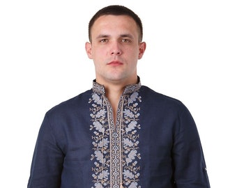 Ukrainian embroidered shirt for boys and adult men,Men vyshyvanka,White linen shirt. Gift for Men, Gift for Him,Gift for Birthday, Ukrainian