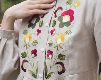 Handmade Linen Blouse, Traditional Ukrainian Embroidery
