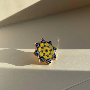 Badge Ukrainian Independence 30 years, handmade badge, blue and yellow flower pin, enamel badge Ukraine seller 2025 Christmas