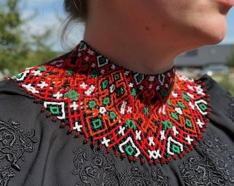 Whimsical Rainbow Gerdan Necklace | Ukrainian Folk Jewelry | Handmade Beaded Collar | Garden Wedding Statement | Botanical Bride Gift