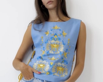 Embroidered Ukrainian Vest, Floral Slavic Folk Design