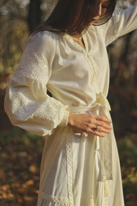 green emerald velvet dress Wedding dress with Ukrainian embroidery  VyshyvankaUA