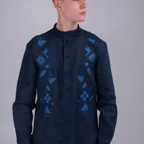 Ukrainian embroidered shirt for Men,Men vyshyvanka,White shops linen shirt. Gift for Men, Gift for Him, Gift for Birthday Easter